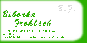 biborka frohlich business card
